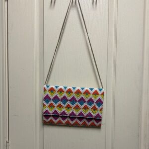 Multicolor Chevron Pattern Clutch